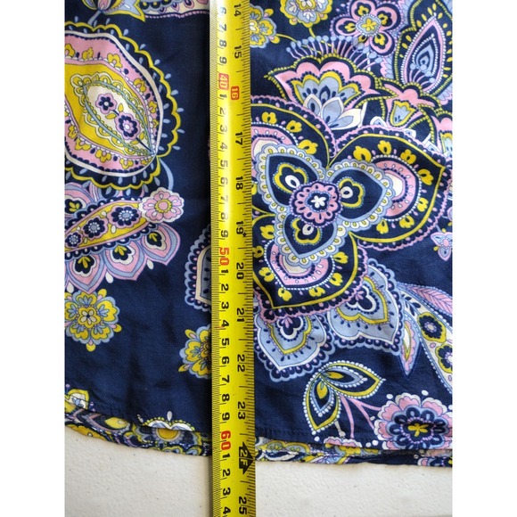 Talbots Petites Navy Paisley Print V Neck Button Up Long Sleeve Blouse Top Mp‎ - Picture 5 of 7